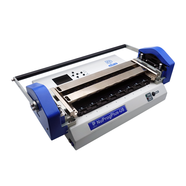 NuProgPlus-U8 with Hand Press Fixture (Option) that can open 8 sockets at once. 